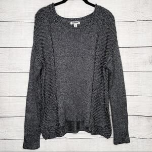 Calvin Klein Jeans Black & Silver Marled Knit Metallic Long Sleeve Sweater XL